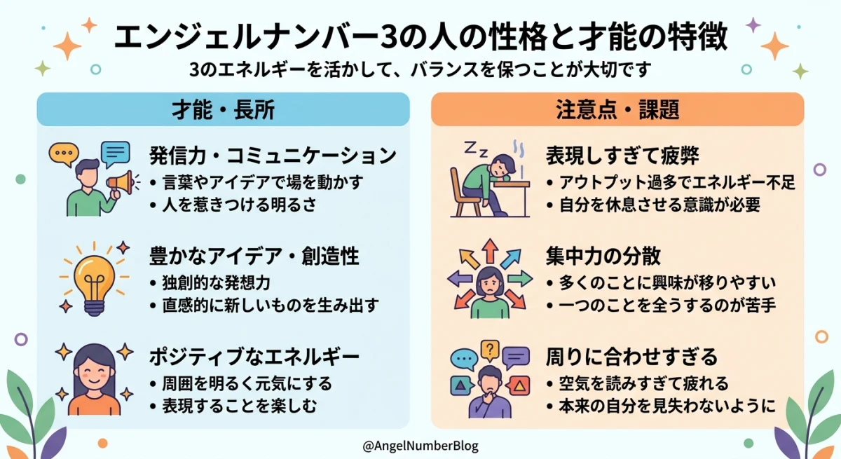 エンジェルナンバー3を持つ人のポジティブな才能
