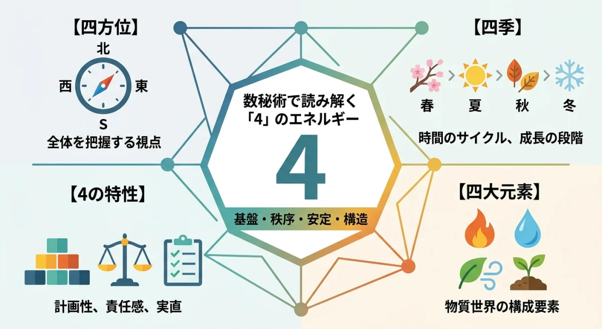 数秘術における数字4が持つ基盤や秩序のエネルギー