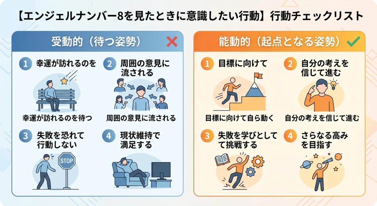 エンジェルナンバー8を見たときに推奨されるアクション