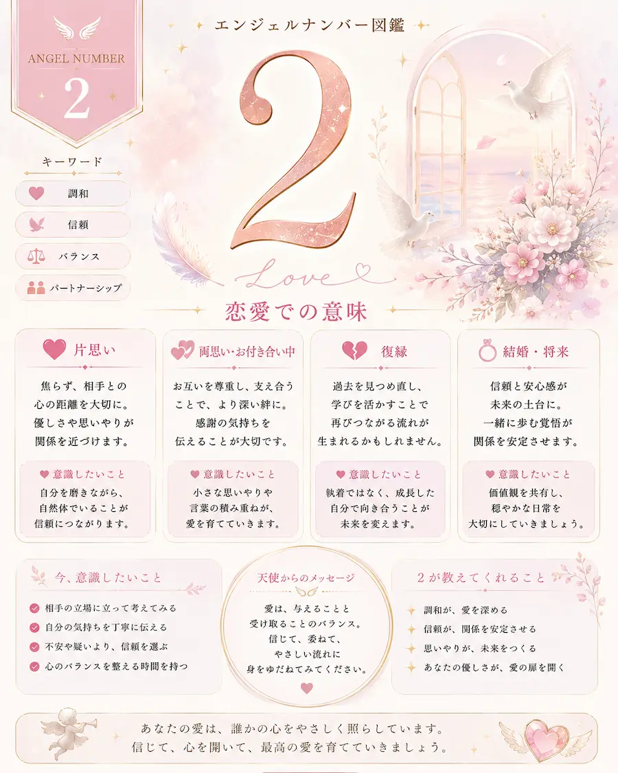 エンジェルナンバー2 恋愛におけるメッセージ