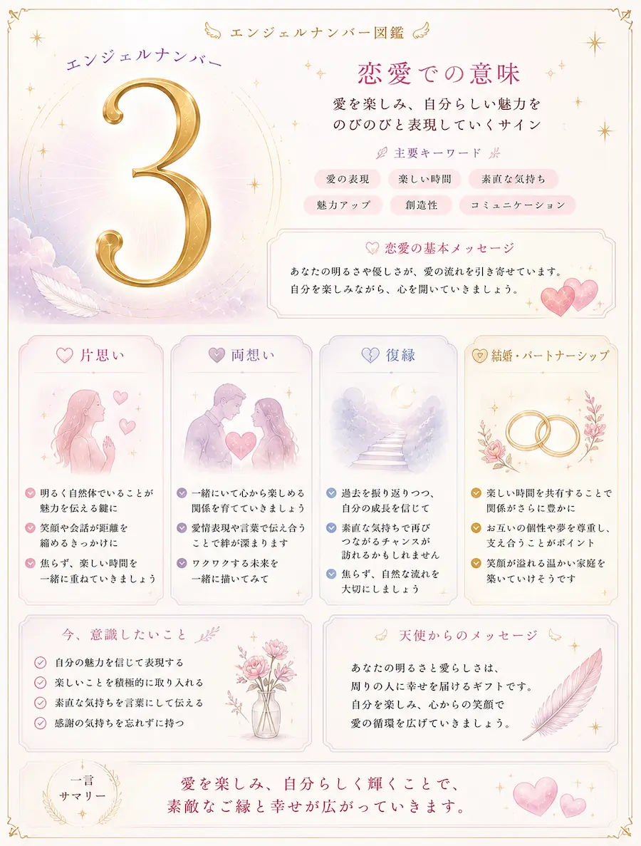 エンジェルナンバー3 恋愛におけるメッセージ