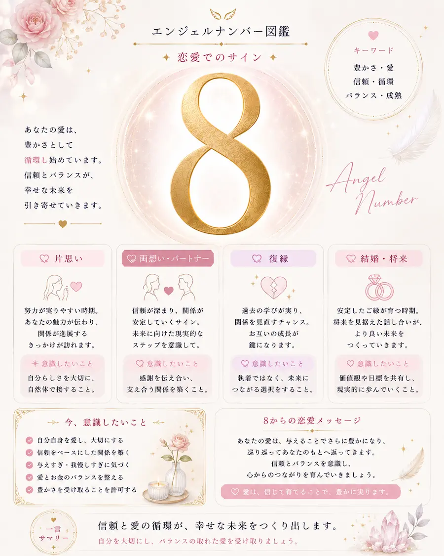 エンジェルナンバー8 恋愛におけるメッセージ